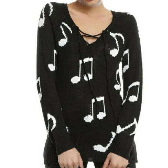 Hot Topic Sweaters - Hot Topic Musical Notes Sweater Size Medium